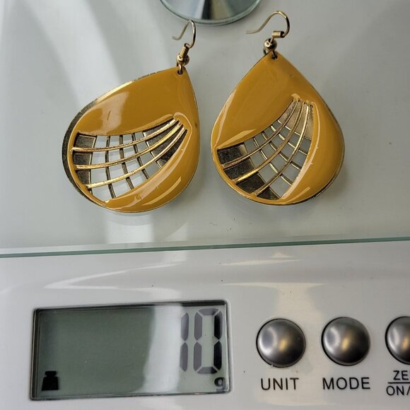 Enamel Yellow Oval Earrings- New with Tags - Picture 9 of 11